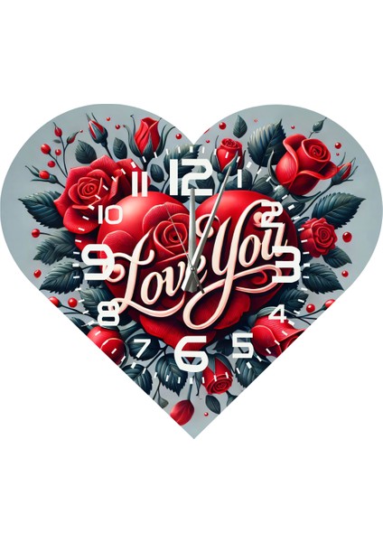 KS92 Kalp Şeklinde 30 x 30 cm Duvar Saati