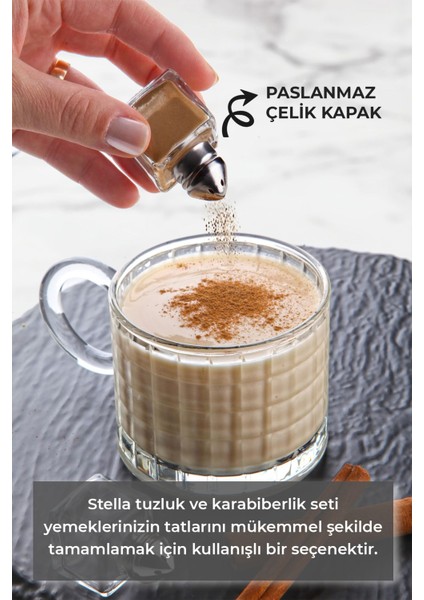6'lı Set Stella Mini Cam Tuzluk - Tek Kişilik Baharatlık Paslanmaz Çelik Kapaklı Tuzluk Karabiberlik fiyatları