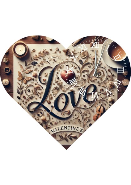 KS38 Kalp Şeklinde 30 x 30 cm Duvar Saati