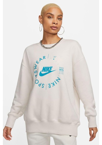 Sportswear Utility Graphic Women’s Kadın Oversize Sweatshirt Krem