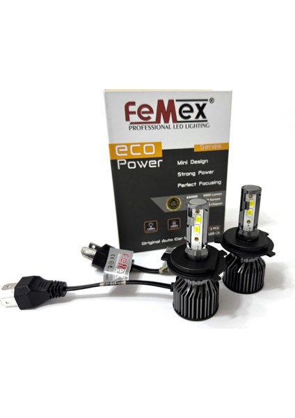 Yeni Eco Power H4 Şimşek Etkili LED Xenon Fanlı 50W 9000 Lumen