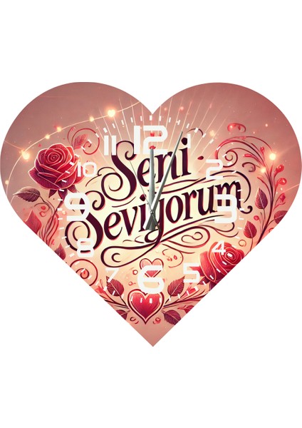 KS105 Kalp Şeklinde 30 x 30 cm Duvar Saati