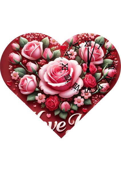 KS12 Kalp Şeklinde 30 x 30 cm Duvar Saati