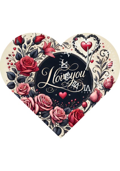 KS48 Kalp Şeklinde 30 x 30 cm Duvar Saati