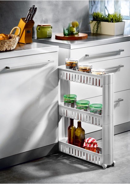 Fiore 3 Katlı Tekerlekli Banyo Düzenleyici Raf Ünitesi – Çok Amaçlı Dikdörtgen Slim Banyo Organizer fiyatları