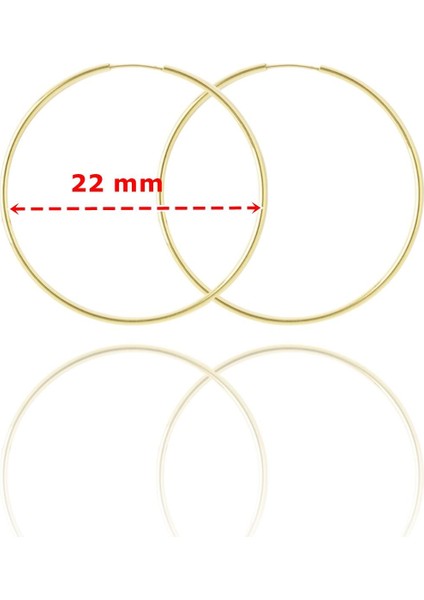 22 mm Düz Taşsız Klasik Günlük 14 Ayar Altın Halka Küpe fırsatları