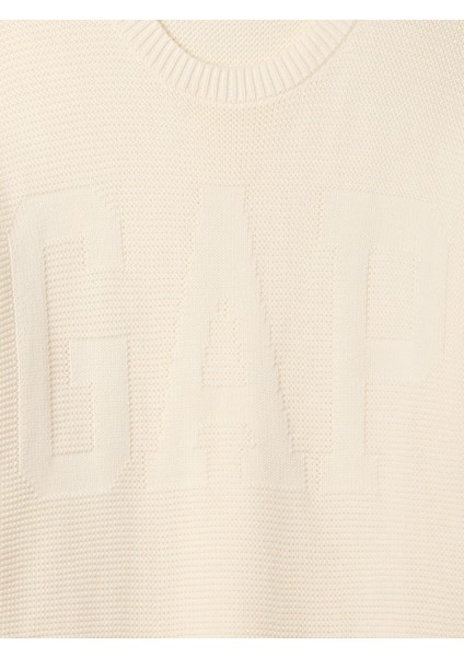 Kadın Kırık Beyaz Gap Logo Oversize Kazak