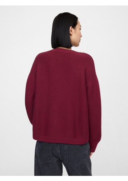 Kadın Bordo Gap Logo Oversize Kazak