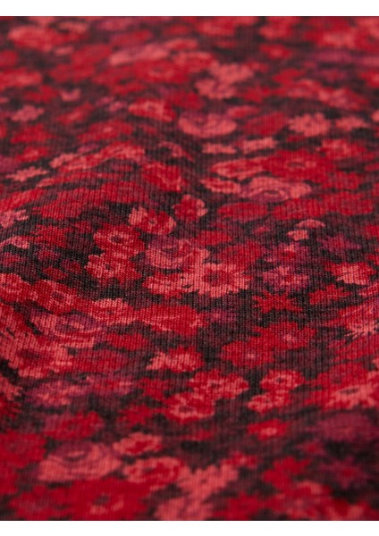 Kız Çocuk Bordo Fitilli Mockneck Yaka T-Shirt