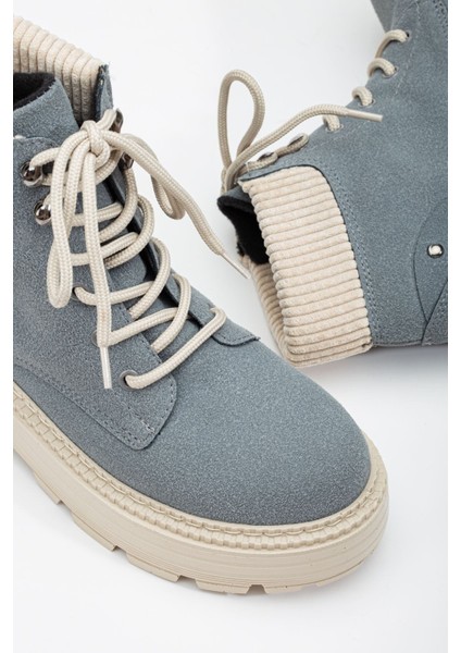 Joo Gri Süet Cat Bağcık Detaylı Kadın Bot fırsatları