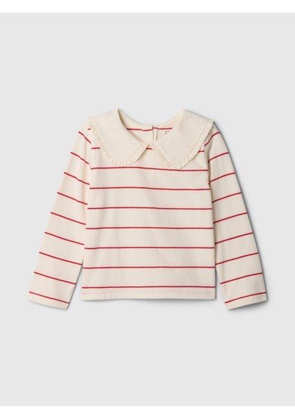 Kız Bebek Bej Fırfır Kollu T-Shirt