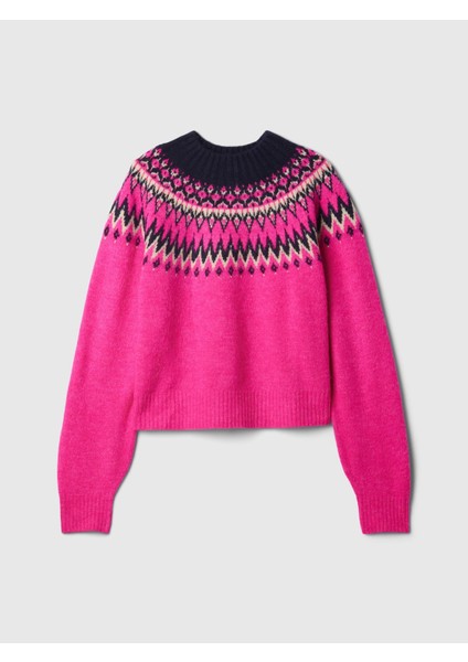 Kız Çocuk Pembe Fair Isle Desenli Kazak fiyatları
