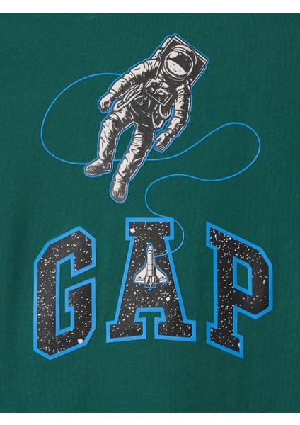 Erkek Çocuk Yeşil Logo Grafikli T-Shirt