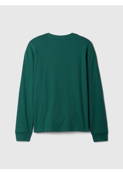 Erkek Çocuk Yeşil Logo Grafikli T-Shirt