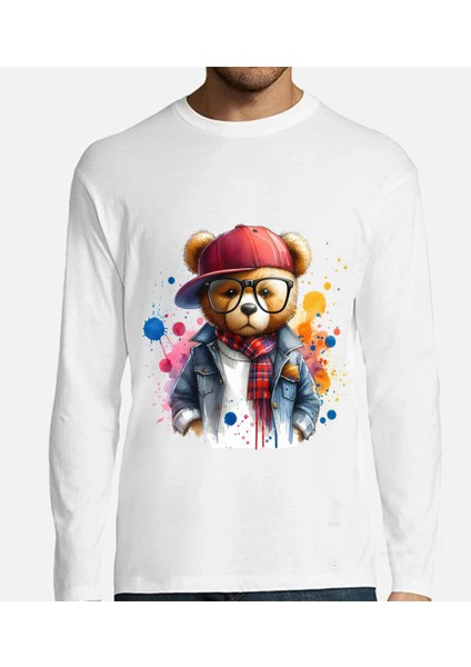 M.ç Store - Bad Bear Erkek_ Kadını Unısex Baskı Beyaz Sweatshirt