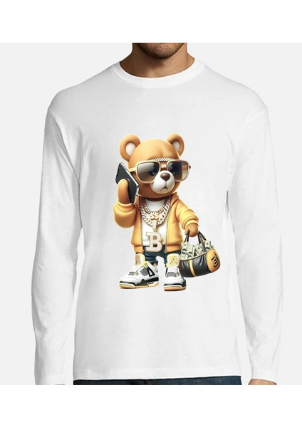 M.ç Store - Bad Bear Erkek_ Kadını Unısex Baskı Beyaz Sweatshirt