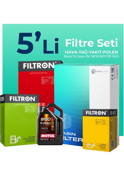 Mercedes Vito 111 Cdı 1.6 Dizel Filtre Bakım Seti Motul Motor Yağlı (2014-2021) 5 Li