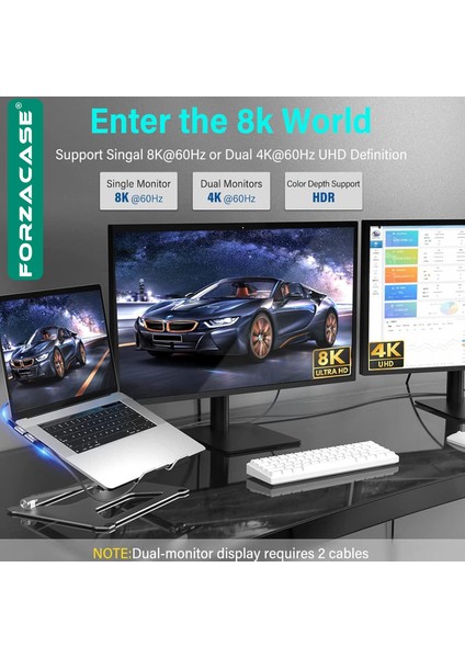 240W Pd Type-C To Type-C LED Ekranlı 8K@60Hz 40GBPS Data ve Şarj Kablosu - FC896 modelleri