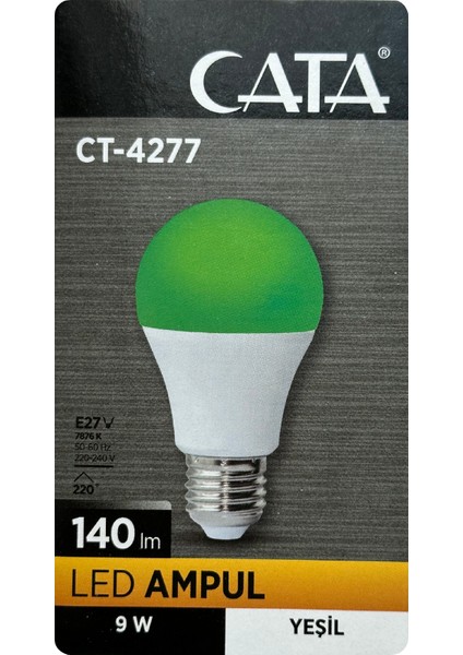 CT-4277 9W Yeşil Işık E27 Duylu LED Ampul