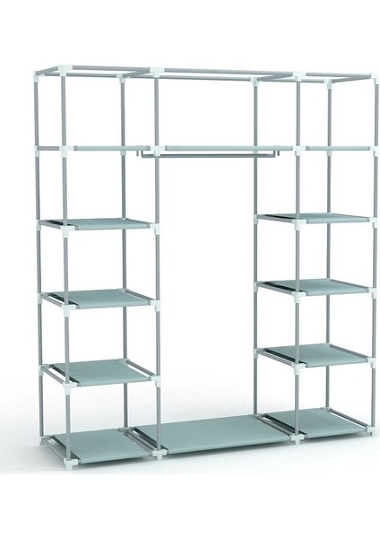 Bez Dolap Pls.profilli 12 Raf + 60 Cm. Askı Portatif Dolap Lacivert