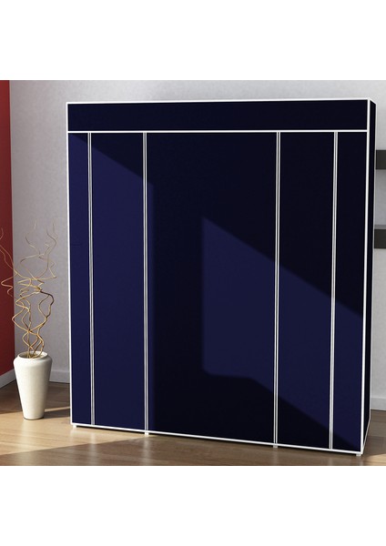 Bez Dolap Pls.profilli 12 Raf + 60 Cm. Askı Portatif Dolap Lacivert
