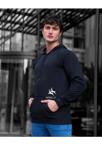 Siyah Düz Baskısız Şardonlu Unisex Sweatshirt modelleri