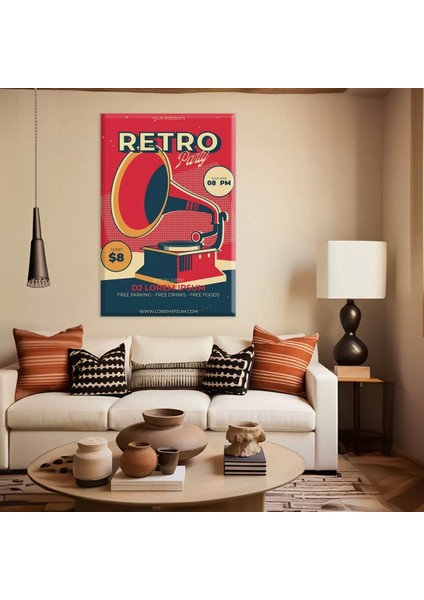 Retro Müzik Fuarı Kanvas Tablo