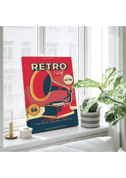 Retro Müzik Fuarı Kanvas Tablo