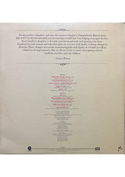 Nancy Wilson – This Mother's Daughter LP Plak