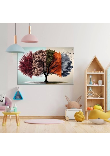 Dört Mevsim Ağacı Kanvas Tablo