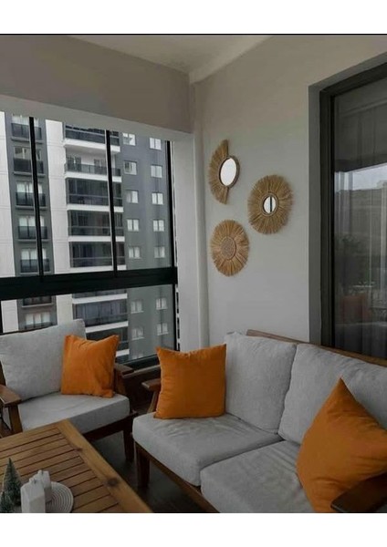 Bohem Dekoratif Üçlü Bohem Ayna Seti Rafya Ayna Hasır Pano Duvar Süsü El Yapımı Ayna Ev Çocuk Bebek fiyatları