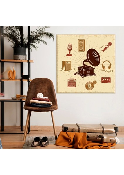 Vintage Müzik Kanvas Tablo