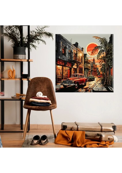 Gece Vakti Şehir Yaşamı Kanvas Tablo