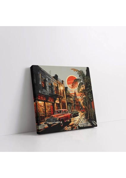 Gece Vakti Şehir Yaşamı Kanvas Tablo fiyatları