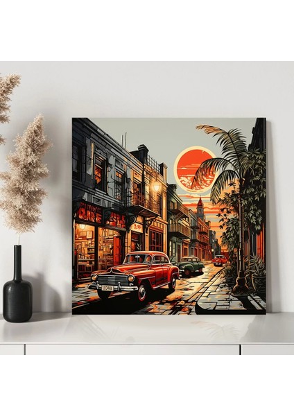 Gece Vakti Şehir Yaşamı Kanvas Tablo modelleri