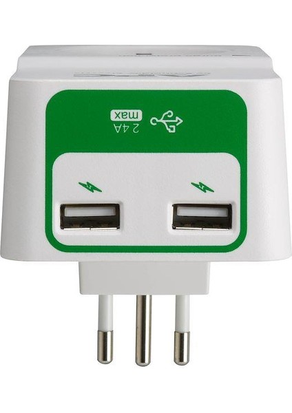 Electric PM1WU2-GR Apc Tekli Akım Korumalı Priz 2 Usb'li