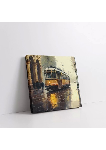 Nostaljik Tramvay Kare Kanvas Tablo