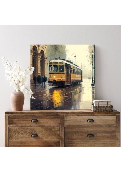 Nostaljik Tramvay Kare Kanvas Tablo