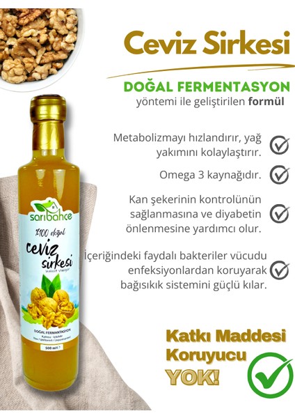 Doğal Ceviz Sirkesi 500 ml - Organik Doğal Fermantasyon