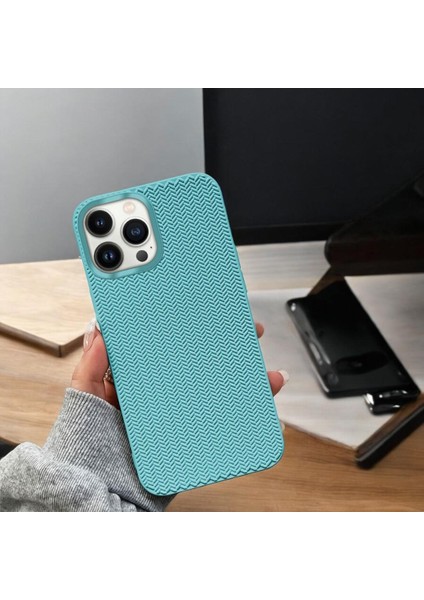 Dokuma Desenli Silikon Apple iPhone 11 Kılıf Turkuaz