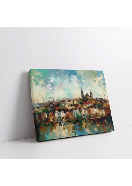 Renkli Nehir Kenarı Kanvas Tablo fiyatları