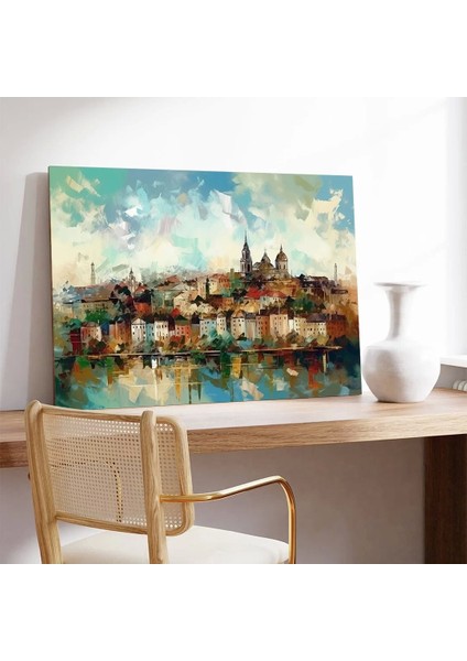 Renkli Nehir Kenarı Kanvas Tablo modelleri