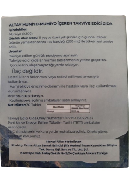 Saf Mumiyo 30'lu Tablet
