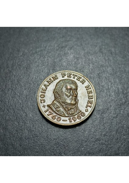 Almanya 1kreuzer Johann Peter Hebel 1760/1960 Bronz Hatıra Madalyon 6.2gr. /25MM