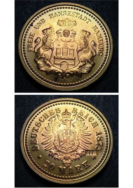 399636769F602AF5CC Almanya 20MARK Hamburg 1990 Hatıra Madalya 9gr. / 26MM