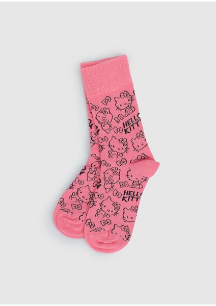 Pembe Hello Kitty Pembe Soket Çorap 27-30