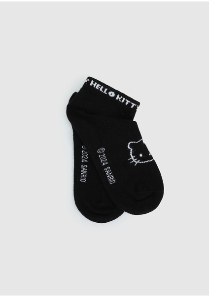 Siyah Hello Kitty Siyah Patik Çorap 27-30