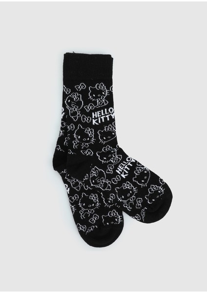 Siyah Hello Kitty Siyah Soket Çorap 31-34