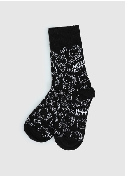 Siyah Hello Kitty Siyah Soket Çorap 31-34