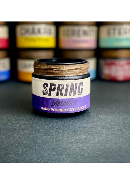 Spring: Özel Tasarım Kavanoz Lavanta Kokulu Mum, 250 gr Doğal Vegan Soya Wa x Mumu indirimleri